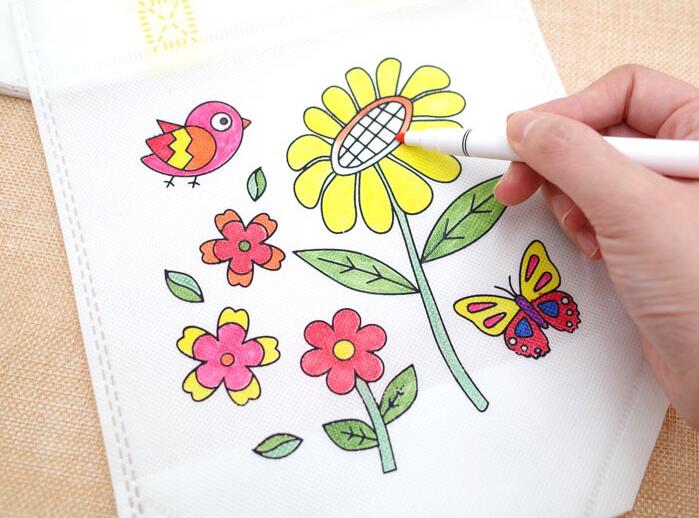 Ensembles de 1 à 10 pièces Sacs à Graffiti DIY Avec Marqueurs Peinture à la Main Sac Non Tissé Pour Enfants Loisirs Créatifs Remplissage de Couleurs Dessin Jouets
