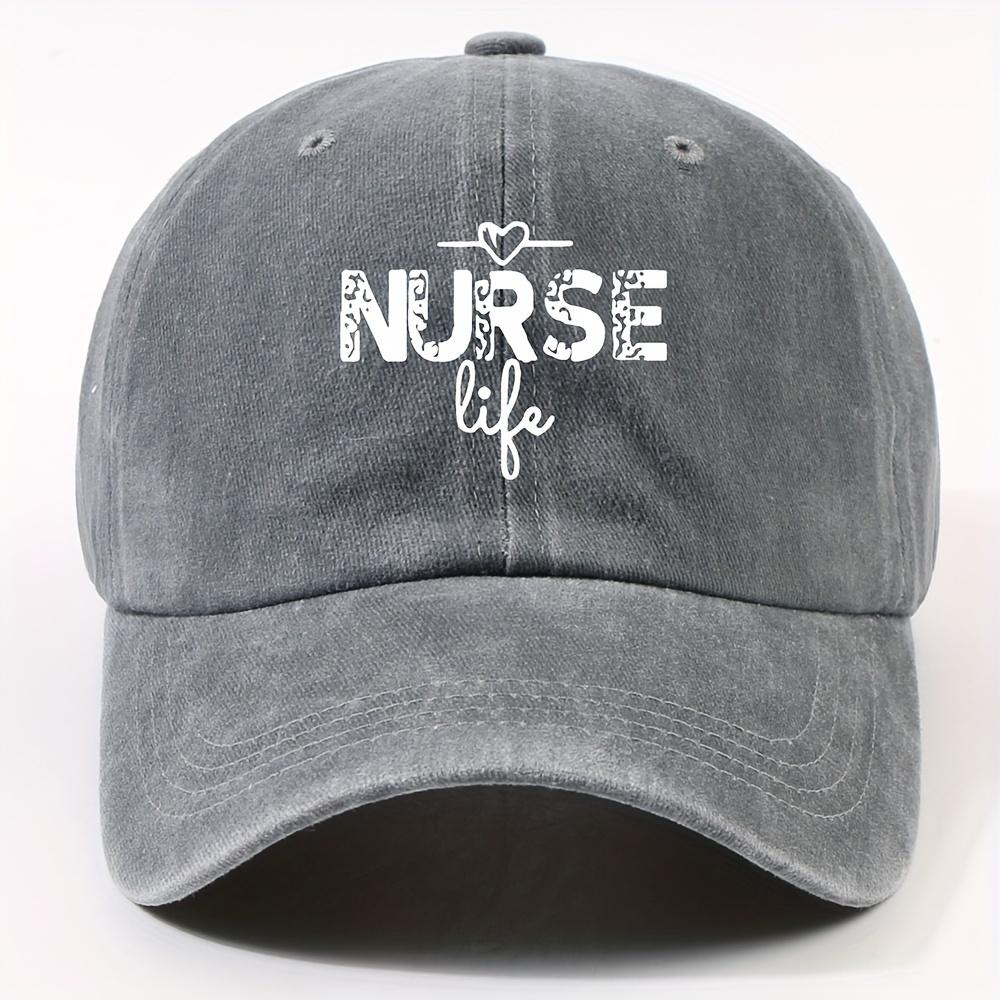 

1 Fashionable Duckbill Cap 1 Trendy Unisex Adjustable Brim Duckbill Cap NURSE Lettering Washed Fashionable Baseball Cap One Size