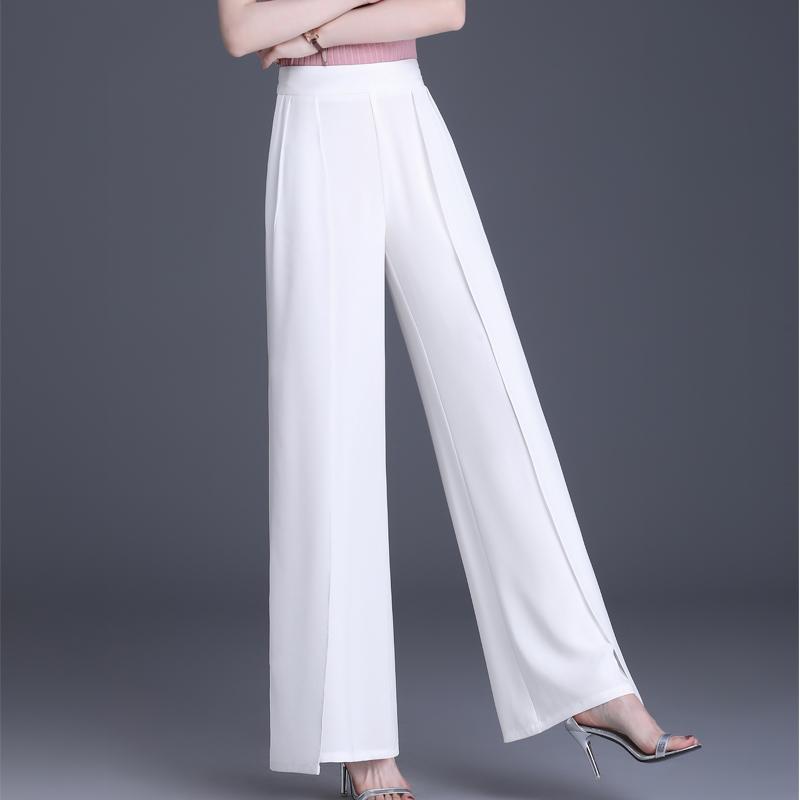 Summer Chiffon Wide Leg Trousers Women Fashion High Waist Pants