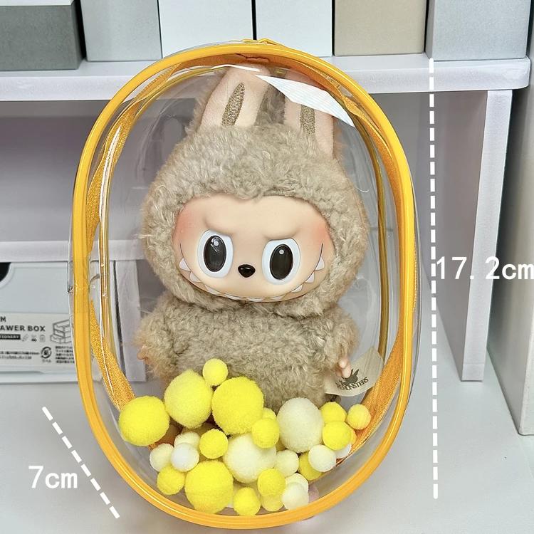 V1 V2 Labubu Protective Cover Cotton Doll Sitting Bag Transparent Doll 17cm Dustproof Hanging Plush Doll Dust Drying Doll Bag