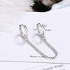 925 Silver Earring Fashion Personality Double Pierced Hole Chain Ear Bone Simple Wild Trend Boy Girl Silver Ear Jewelry