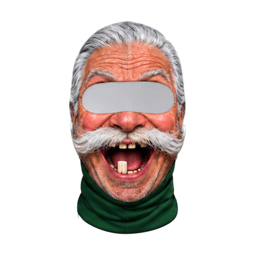 Maschera da Sci 3D Stampa Integrale Viso Vecchio, Antivento Invernale, Occhiali da Sole Non Inclusi