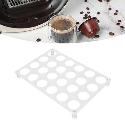 Suporte para Cápsulas de Café para 24 Cápsulas Acrílico Transparente Estação de Café Bandeja de Cápsulas para Bancada da Cozinha