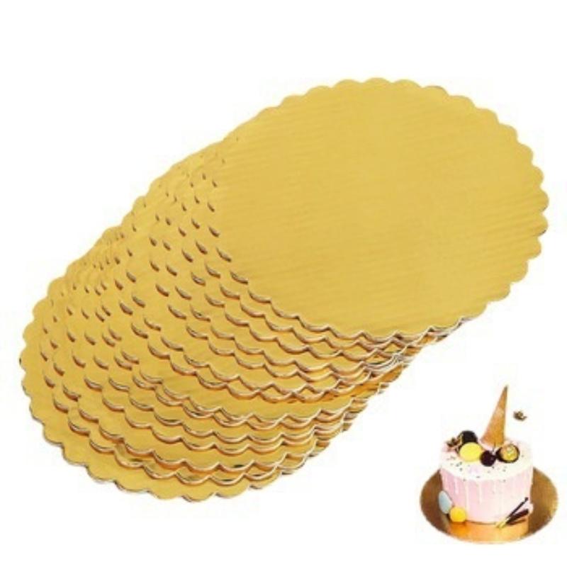 10 Pcs Cake Boards With White Golden Cake Rings, Cardboard With 6/8/10/12 Inch Cake Base, Suitable For Baking Cakes
