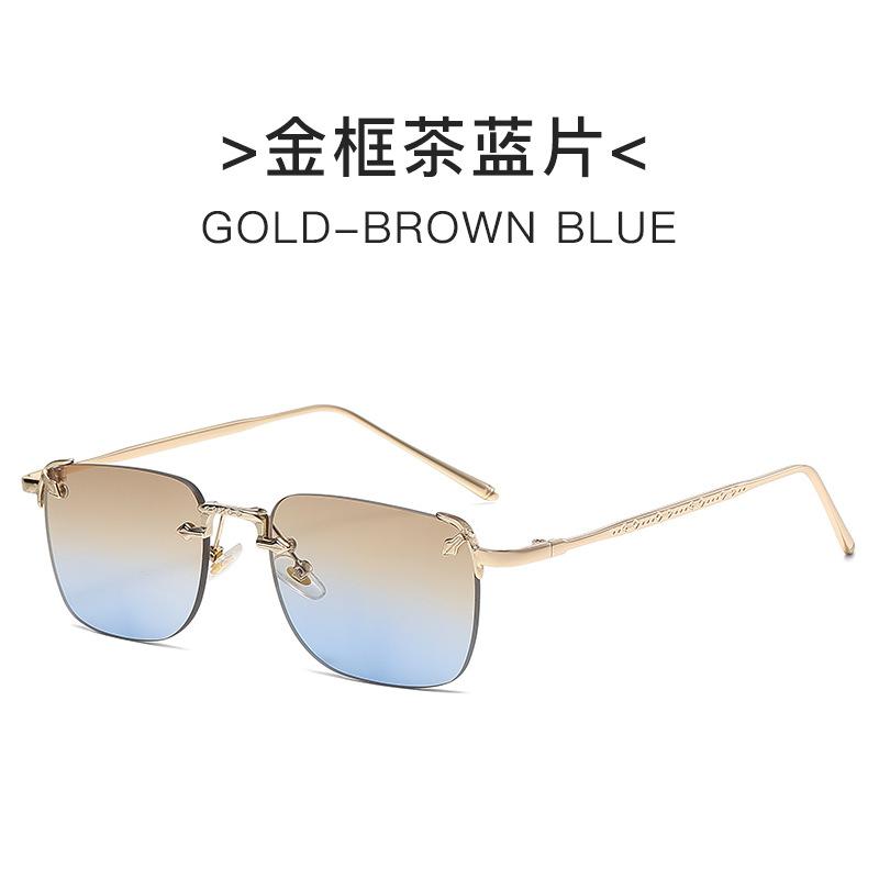 Vintage Sunglasses For Women Colorful Gradient Lenses Fashionable Glasses Double Bridge Glasses Metal Decoration For Men Women