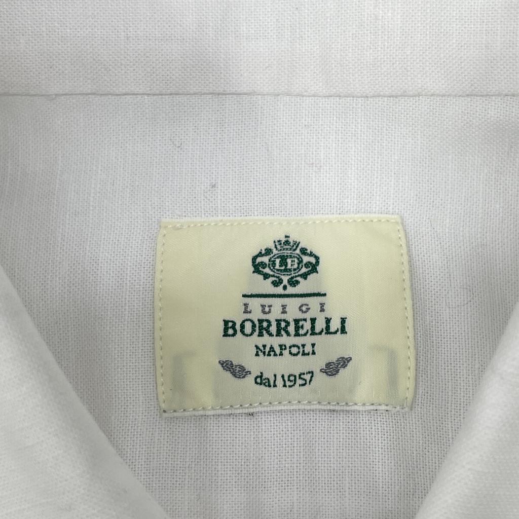 luigiborrelli SR1806 Cotton Linen Poplin LUCIANO Dress Shirt tops 37 whiteUsed
