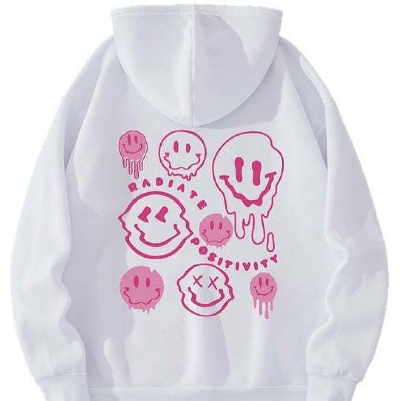 Oversized Hooded Sweatshirt Women Men Long Sleeve Fleece Lined Casual Streetwear With Letter Print