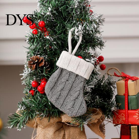 Xmas Tree Hanging Decorations Christmas Tableware Holder, Knitted Stockings Spoon Knife Fork Decorative Pendants for Trees Bag Fireplace, Tree,
