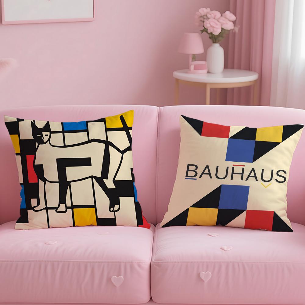 Classic Art Theme Bauhaus Geometry Cushion Cover Soft  EasyWash Pillow Case  Versatile for Couch Bed Travel and Office