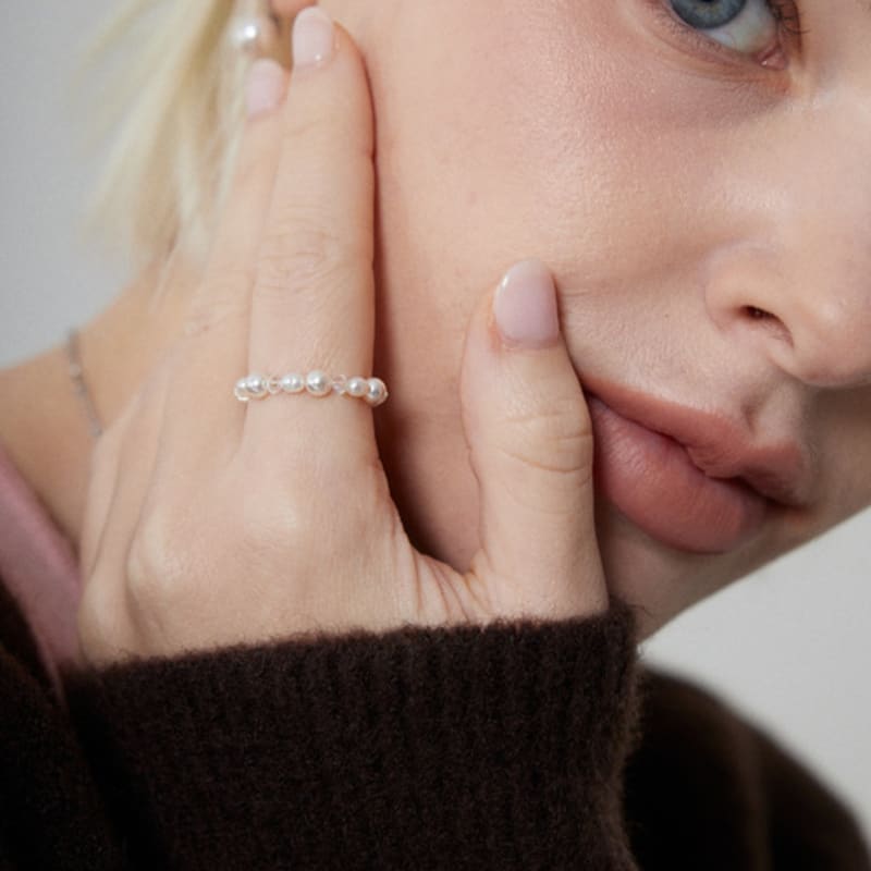 MERRYMOTIVE Holy crystal and pearl ring