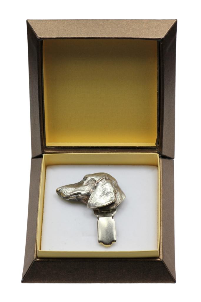 Dachshund Smooth-haired, Wiener dog, Badger dog – Brooch with a clip, holder for a start number – Design 01 | Art-Dog