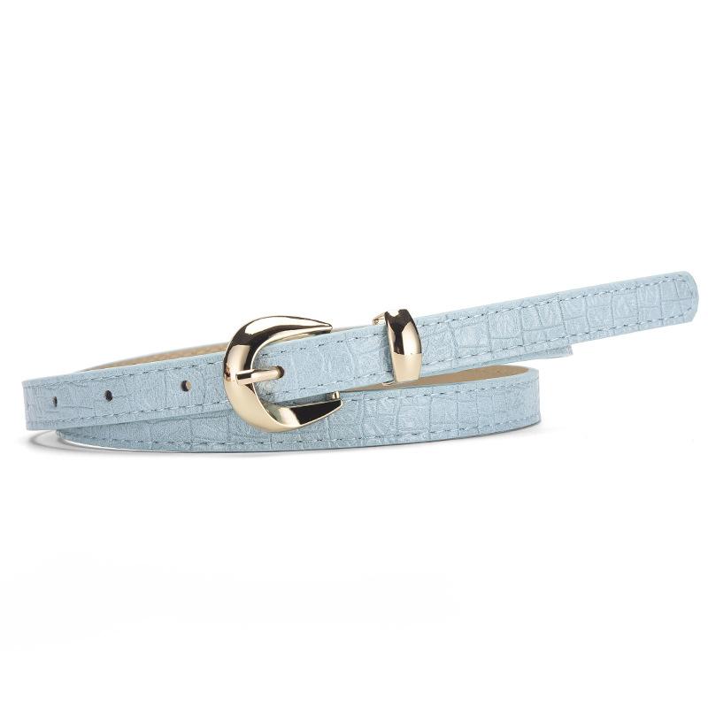 Blauwe PU Leer Dunne Riem Dames Modieuze Casual Jeans Jurk Accessoires Riem Eenvoudig Ontwerp Gouden Gesp Tailleband 105CM blauw