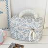 Cotton Corduroy Makeup Bag With Floral Pattern And Breathable Design For Daily Use