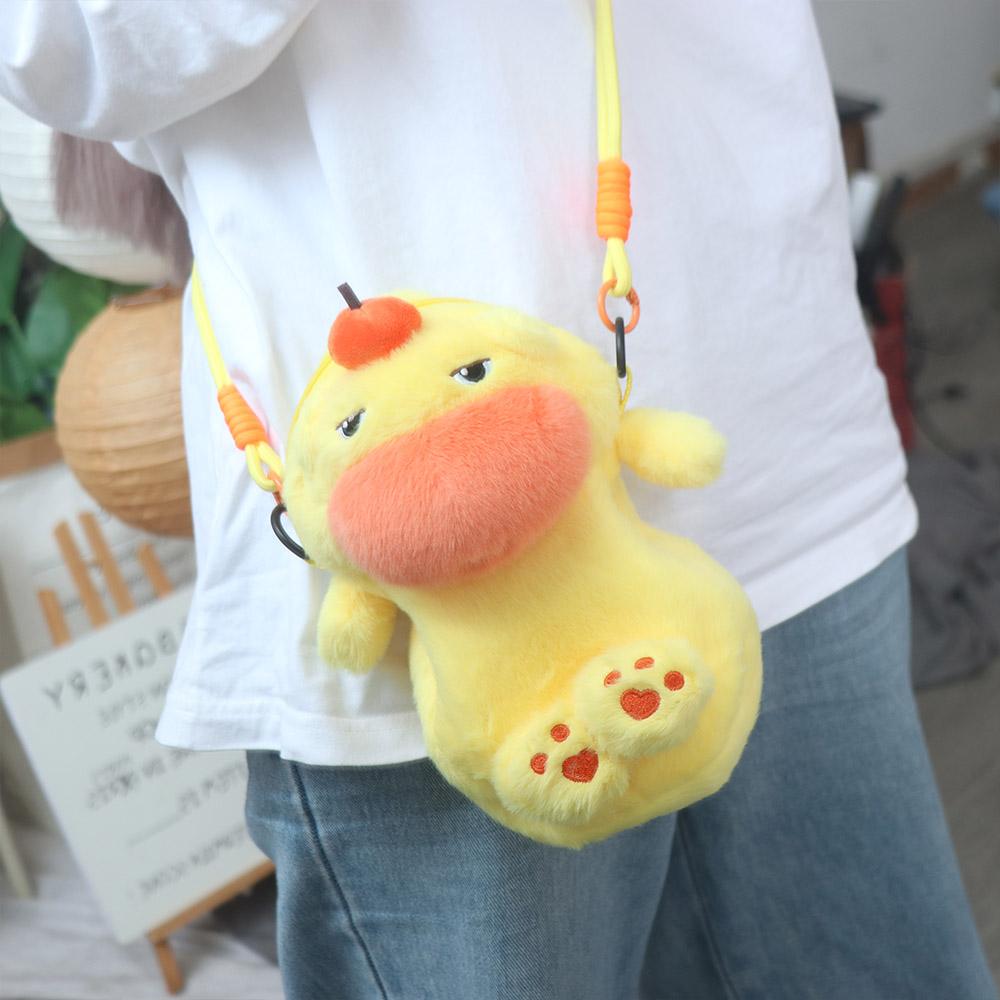 Animal Doll Capybara Plush Crossbody Bag Persimmon Cartoon Plush Shoulder Bag  Office