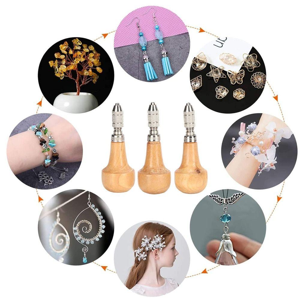 Wooden Comfort Shape Handle Pin Vises Gourd Lock Twist Drill Bits Jewelry Making Tool Home Repairs
