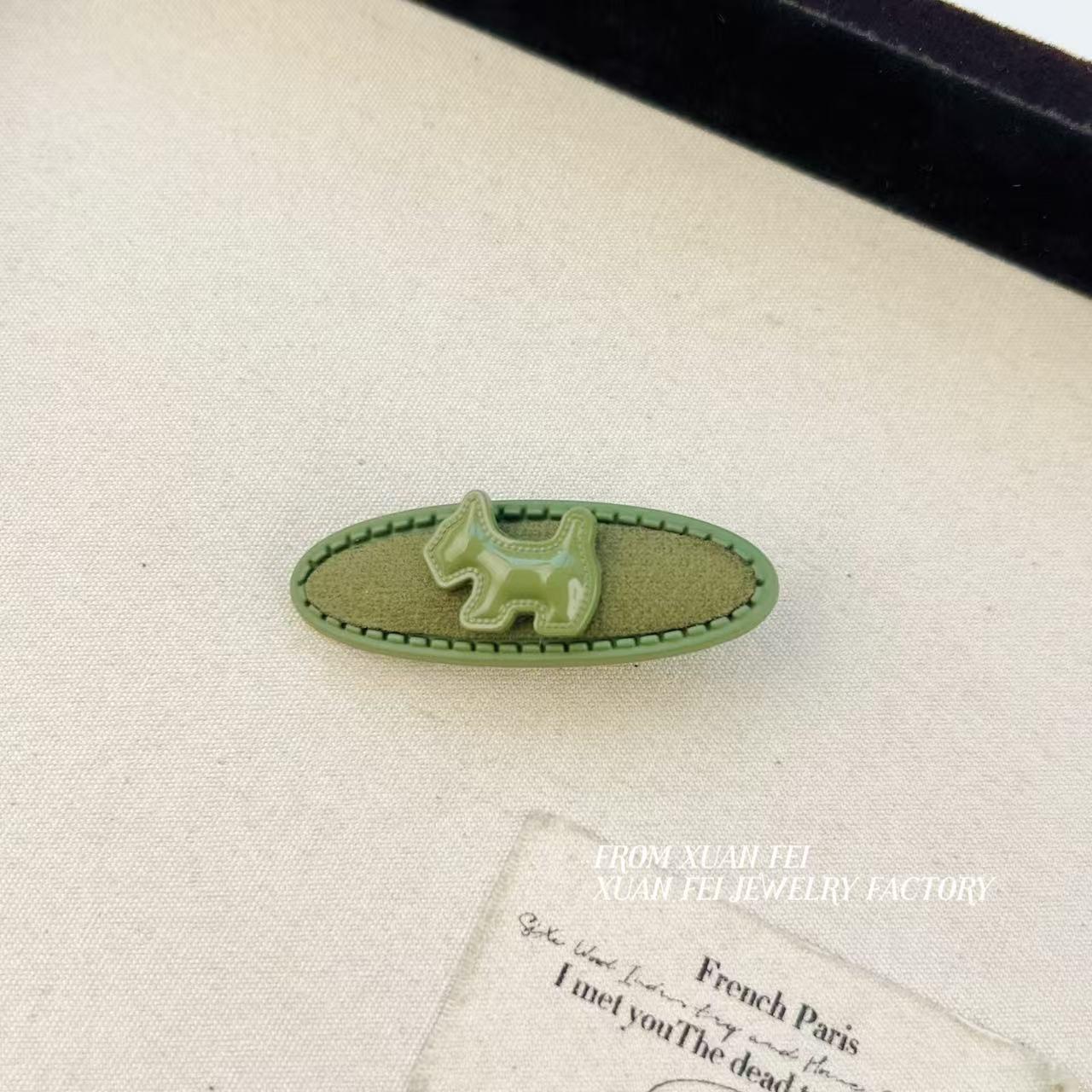 Sweet Cute Puppy Alloy Hair Clip - Versatile Green Side Bangs Clip