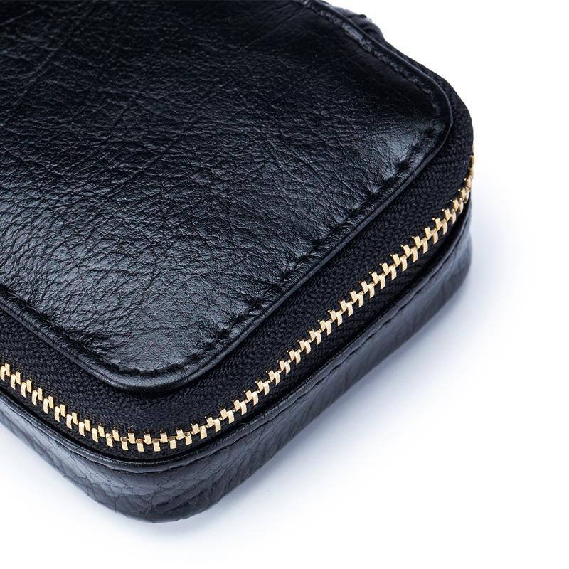 Mini leather lipstick bag with mirror cowhide cosmetic bag change bag earphone bag women's fashion coin bag storage bag
