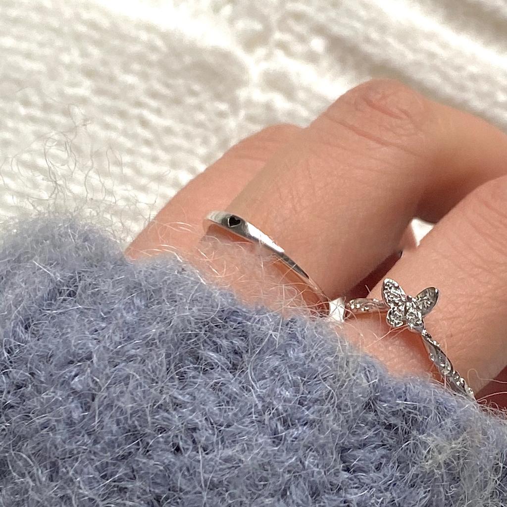 Sterlingsilber Hohlherz Schmetterling Ring Damen S925 Besonderes Design Hochwertiger Ring Ins Kalter Wind Zeigefingerring