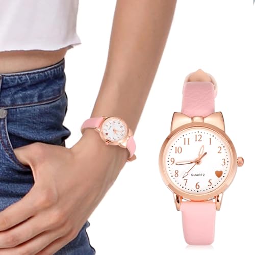 POPETPOP Girls' & Boys' Sports & Student Watches, Luminous, Waterproof, Analog, Fashionable, Cute, Pink