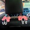 2pcs Luxury Bowknot Car Seat Hooks Stainless Steel, Multi-Functional Rear Seat Organizer for Women
