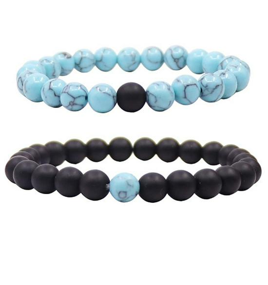 Bracelets de Couple Oeil de Tigre Mat & Pierre d'Agate - Perles de 8mm, Style Étudiant