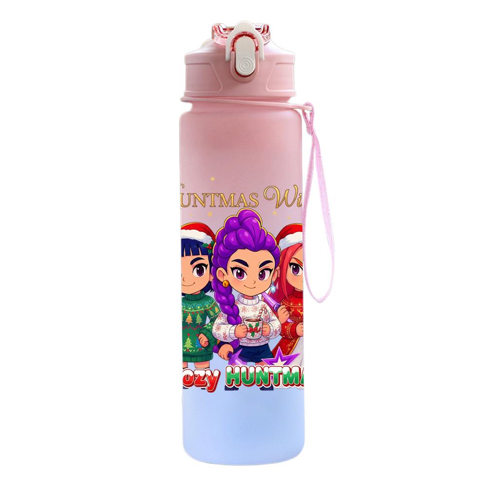 750Ml Water Bottle Christmas K-Pop Demon Hunters Printed Large Capacity Drinking Cup Portable Outdoor Sports Water Cup Children Kid Gift