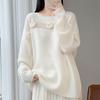 2026 Autumn/Winter Pure Wool One-Shoulder Knit Sweater with 3D Embroidery