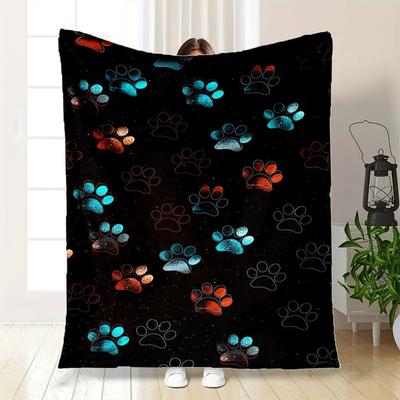 "Neon Paw Print Phone Case Cover"Blanket Flannel Throw Blanket for Sofa, Bed, Travel, Camping, Office, Couch, Chair, And Bed Gift for Christ