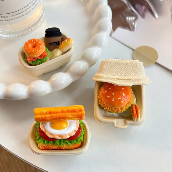 Chick Hamburger Refrigerator Magnet Resin Simulated Food Decorative Fridge Magnet Memo Notes Photo Holder for Home Kitchen Office
