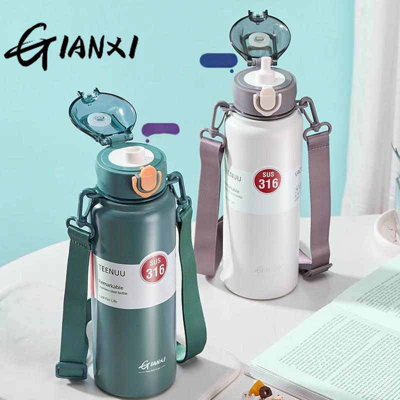 GIANXI 1000ml Spring Cap Large Capacity Vacuum Cup 316 Stainless Steel Coffee Cup Portable Outdoor Sports Water Bottle