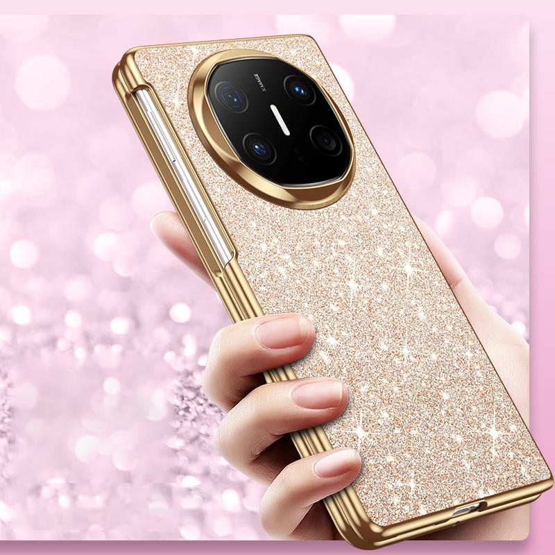 For Huawei Mate X6 Case Slim Shinny PU Leather Electroplating Phone Case Cover For Huawei Mate X5 X6