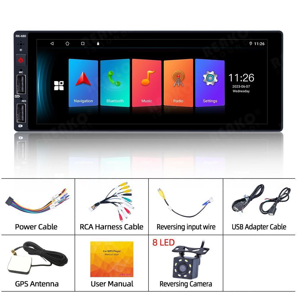 

Універсальне автомобільне радіо 6,86 1Din Carplay/Android Auto Player Сенсорний екран Автомобільний BT Stereo MP5 Player FM-приймач with 8led