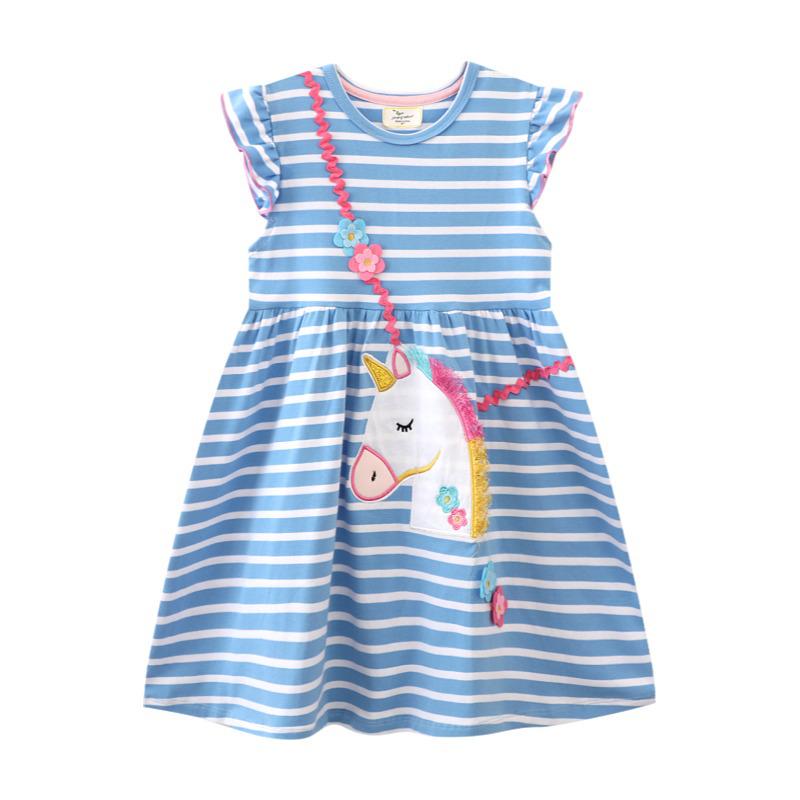 Summer Cartoon Cotton Short Sleeve Girls  Dress - British Trendy Style 100-110cm