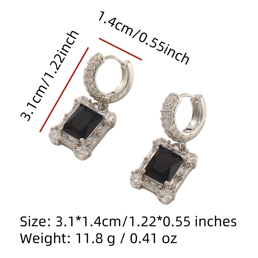 1 Pair Fashion Square Dangle Earrings for Women Cubic Zirconia Jewelry Daily Wedding Party Accessories