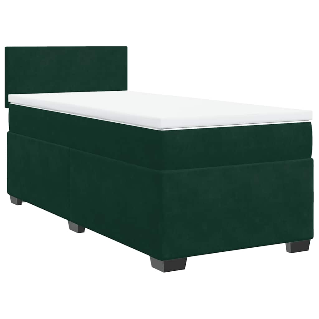 Box Spring Bed with Mattress Dark Green 90 X 200 Cm Velvet