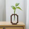 Kreativer Hydrokultur-Pflanzenbehälter mit Holzrahmen Desktop-Ornament Transparentes Glas Reagenzglasvase Bonsai Heimdekoration