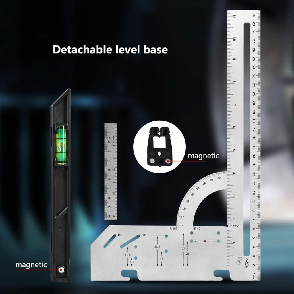 Triangle Ruler Thickening Angle Protractor Aluminum Alloy Carpenter Measurement Square Ruler Woodworking Triangle Ruler