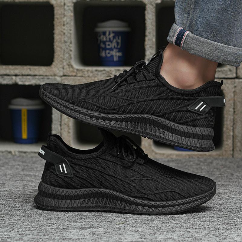 Fashion Men's Sports Shoes 2024 Autumn New Soft Soled Round Toe Men Shoes Lightweight Breathable Mesh Lace Up White Shoes Male Sneakers