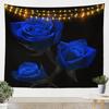 Romantic Dark Red Rose Tapestry,Moody Floral Wall Art with Vivid Red Roses & Dark Leaves,for Bedroom,Aesthetic & Cozy Home Decor