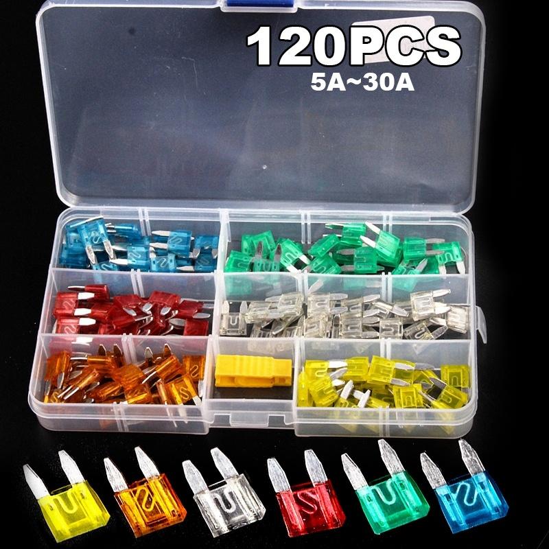 Fuse boxes come in various specifications with 60 and 120PCS not having medium fuses while 60PCS are packaged in bags Fuses4