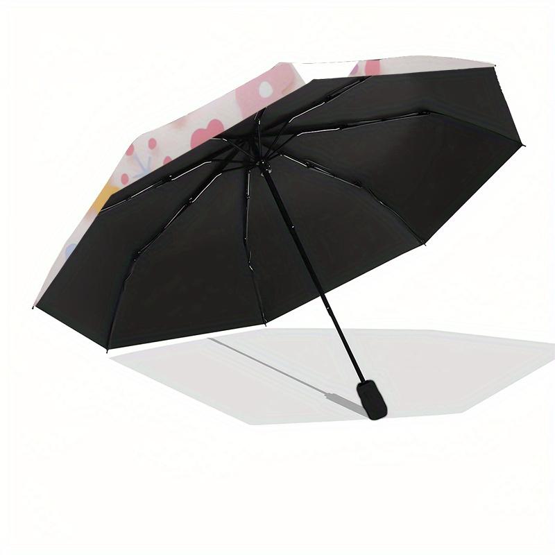 Mashumaro Automatic Folding Umbrella Simple 8 Rib Design, Bright Cartoon Pattern, Durable Iron Frame, Suitable For Travel, Outdoor, Beach Cu