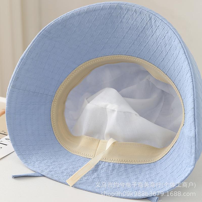 French Solid Color Bucket Hat Women's Spring and Autumn Plain and Versatile Face Small Bucket Hat Front Wide Brim Hat