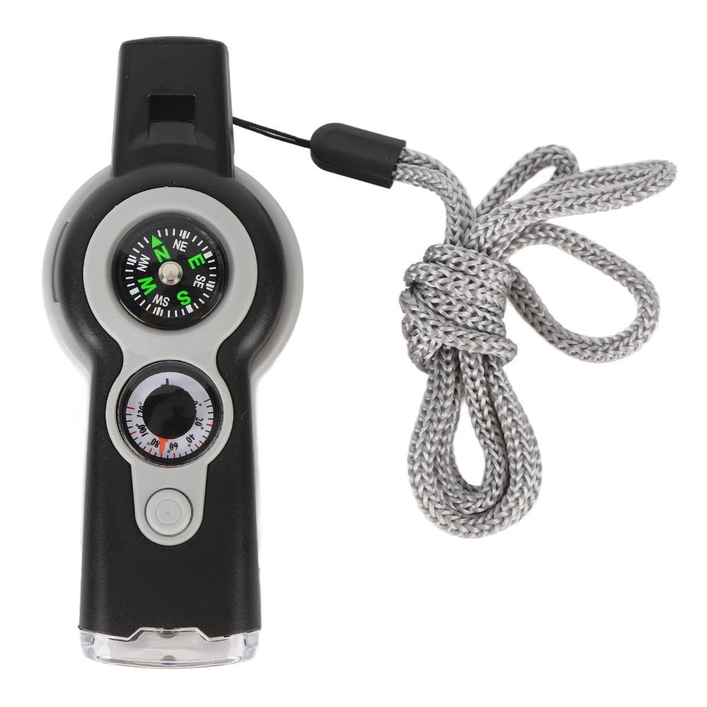 

LED Light Survival Whistle Compass 7 in 1 Whistle Multi-Functional Emergency Whistle Outdoor серый