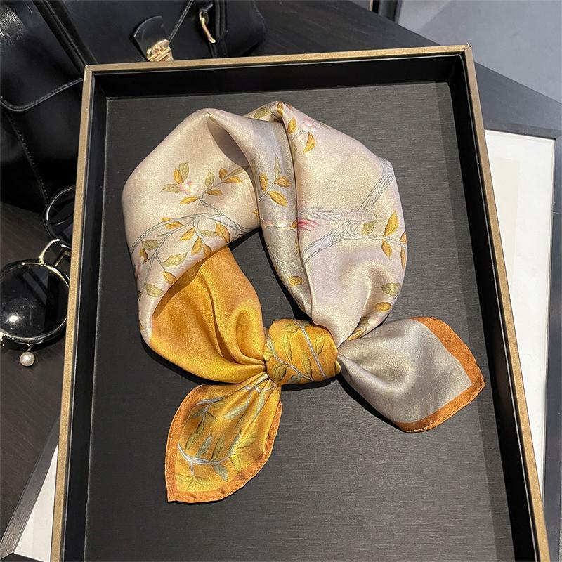 Printing Design 100% Pure Silk Square Scarf Women Fashion Luxury Brand Scarves Neckerchief Hair Hand Wrist Bandana Shawls