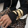 DIEZI 3 Style Exaggerated Wide Cuff Bangles Fashion Hip Hop Gold Silver Color Geometric Metal Bangles For Women Bracelet Men