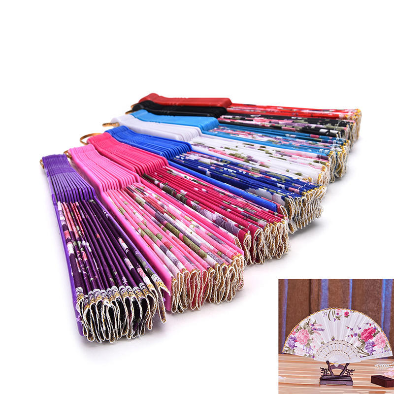 Dance Wedding Party Lace Silk Folding Hand Held Flower Pattern Fan