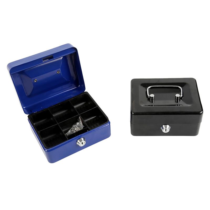 Practical Mini Petty Cash Money Box Stainless Steel Security Lock Lockable Safe Small Fit For House Decoration