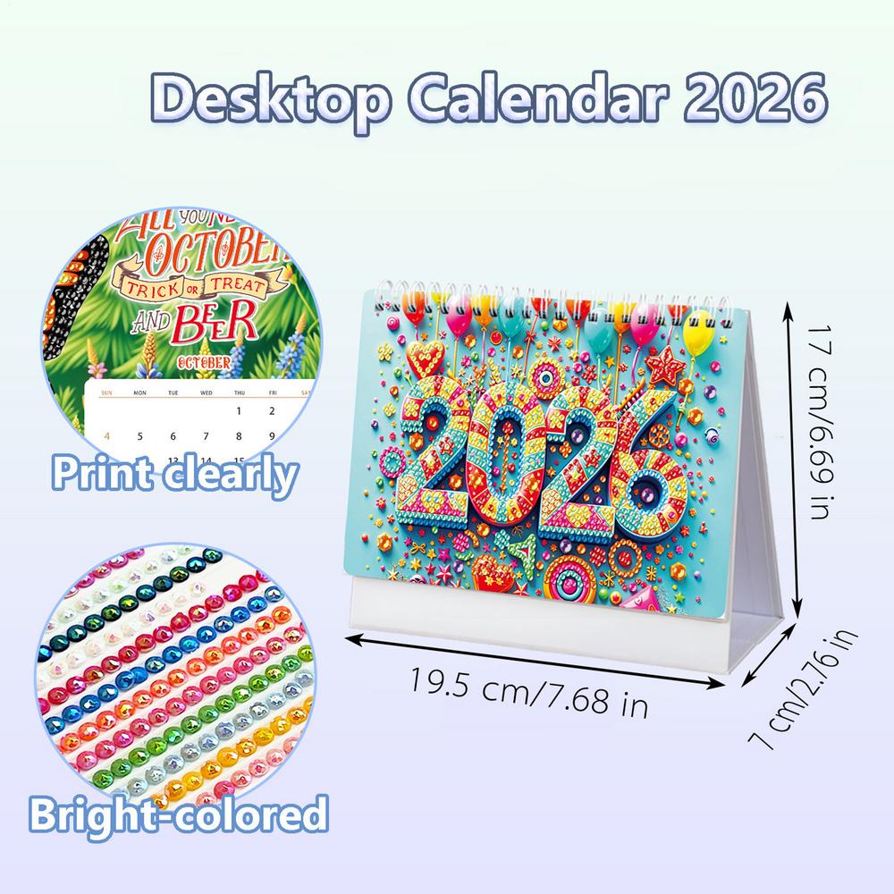 2026 Desk Calendar Diamond Painting Calendar Painting Monthly Calendar Kit Calendar Desktop Ornament For Home Office Planning