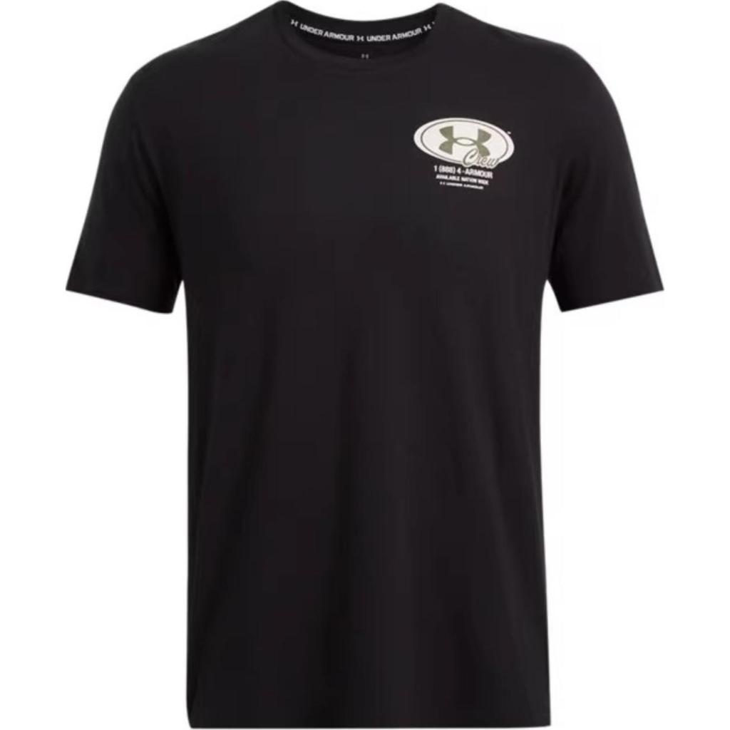 Under Armour Grounds Sports Lifestyle Series Logo Design Round Neck Breathable Training Short Sleeve T-Shirt Men T-Shirts Black 1387718-001