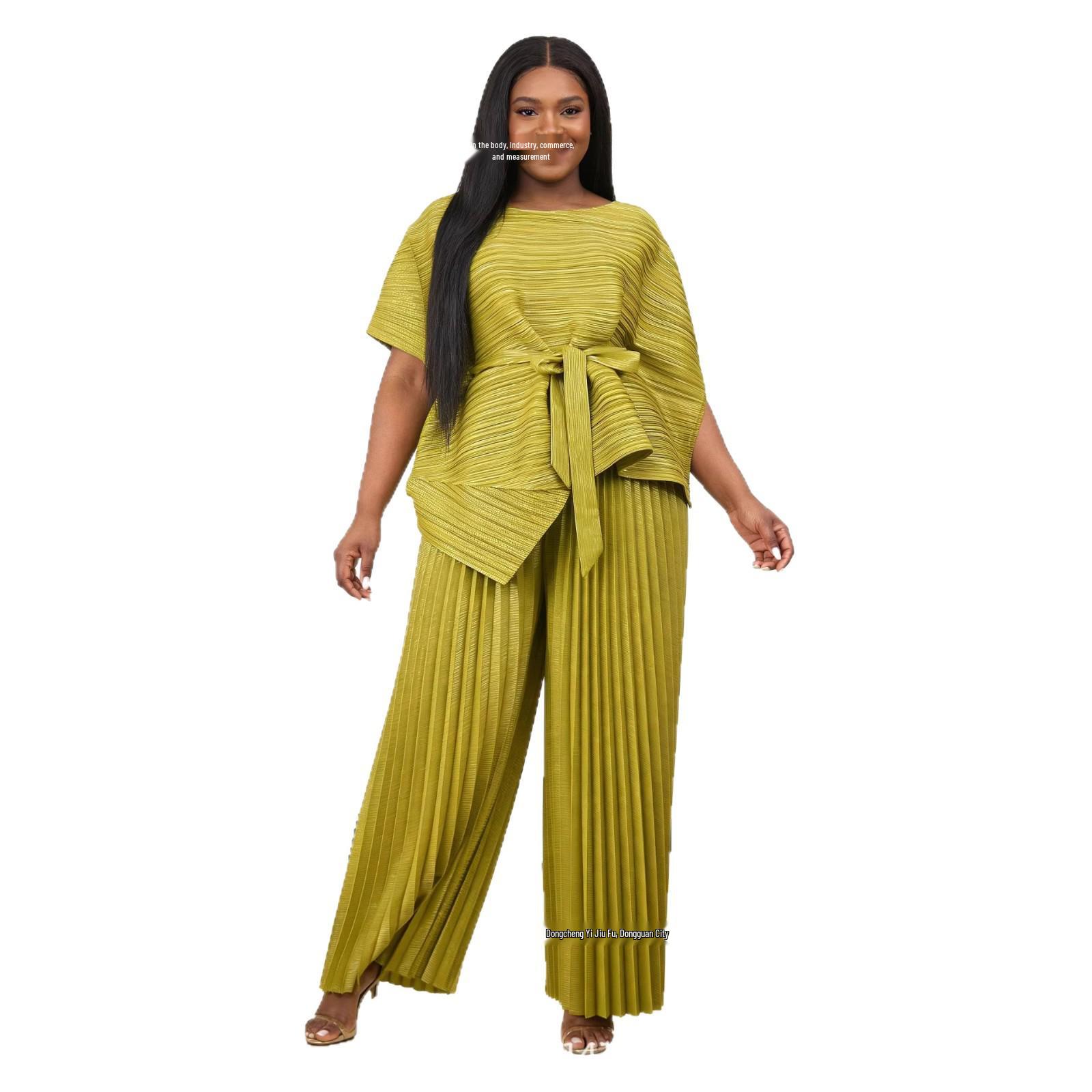 

Miyake Women s High-End Pleated Fashion Suit - Plus Size African Style Pullover One Size 80-200 чорний